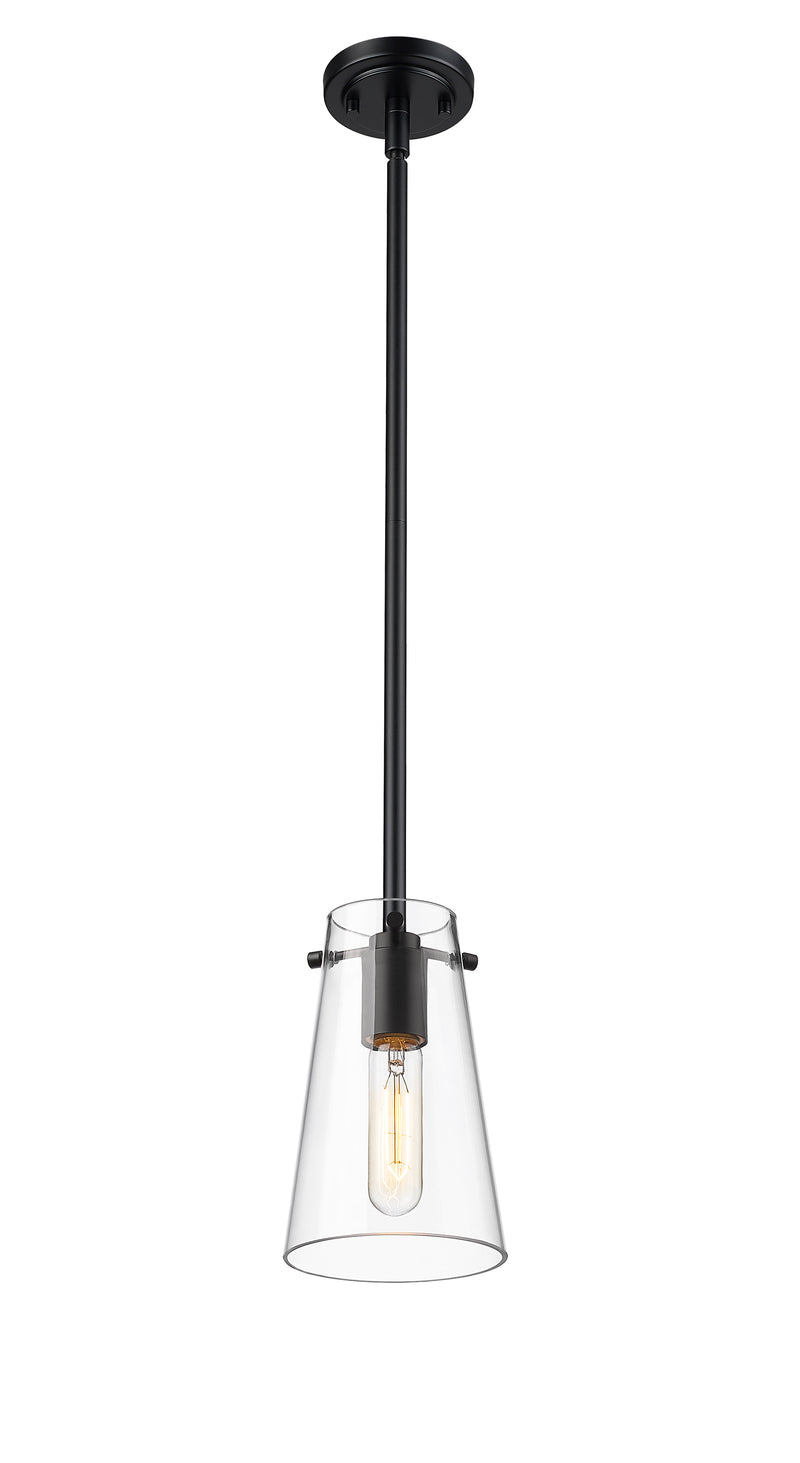 Kira 1 Light 5" Pendant, Rod Mount in Matte Black