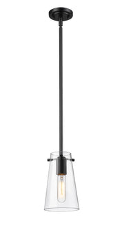 Kira 1 Light 5" Pendant, Rod Mount in Matte Black