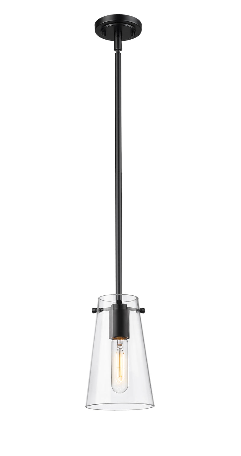 Kira 1 Light 5" Pendant, Rod Mount in Matte Black