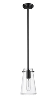 Kira 1 Light 5" Pendant, Rod Mount in Matte Black