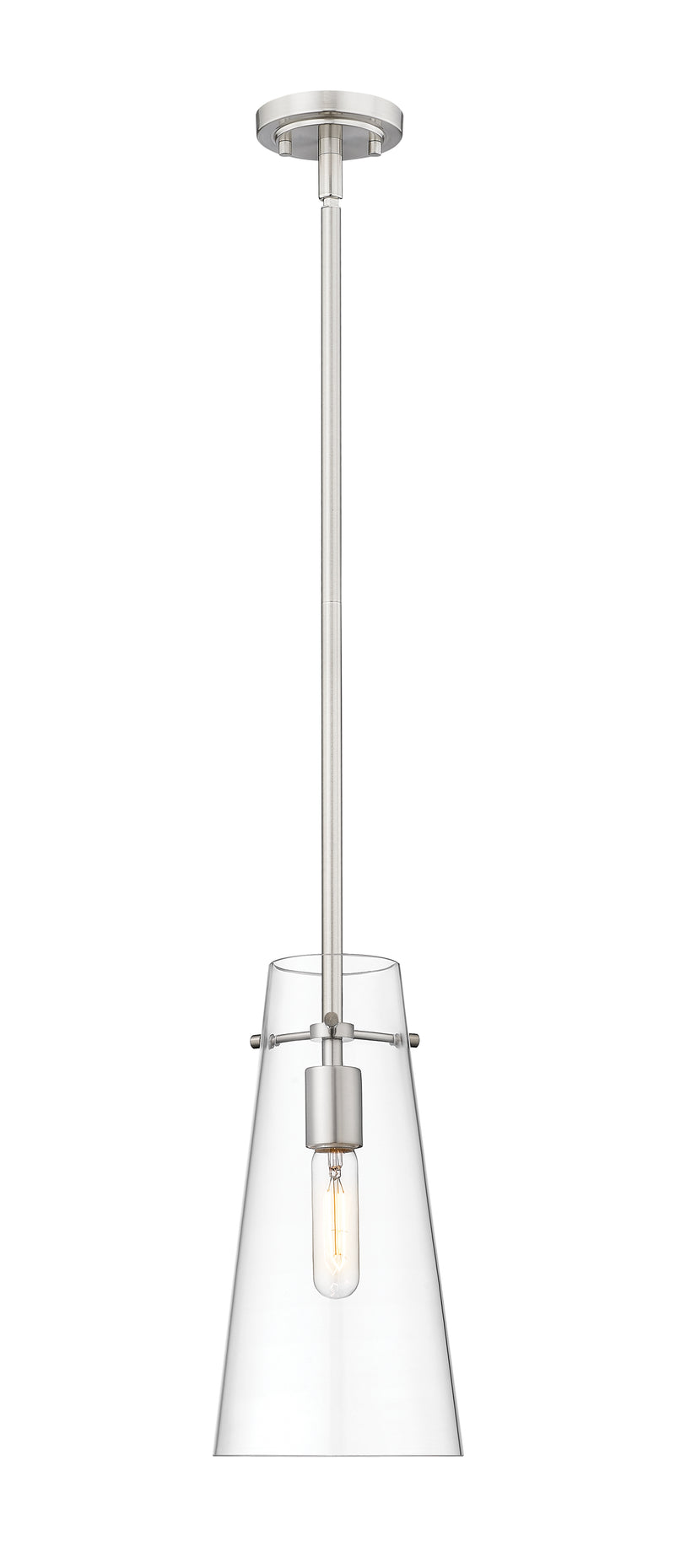 Kira 1 Light 6.5" Pendant, Rod Mount in Brushed Nickel