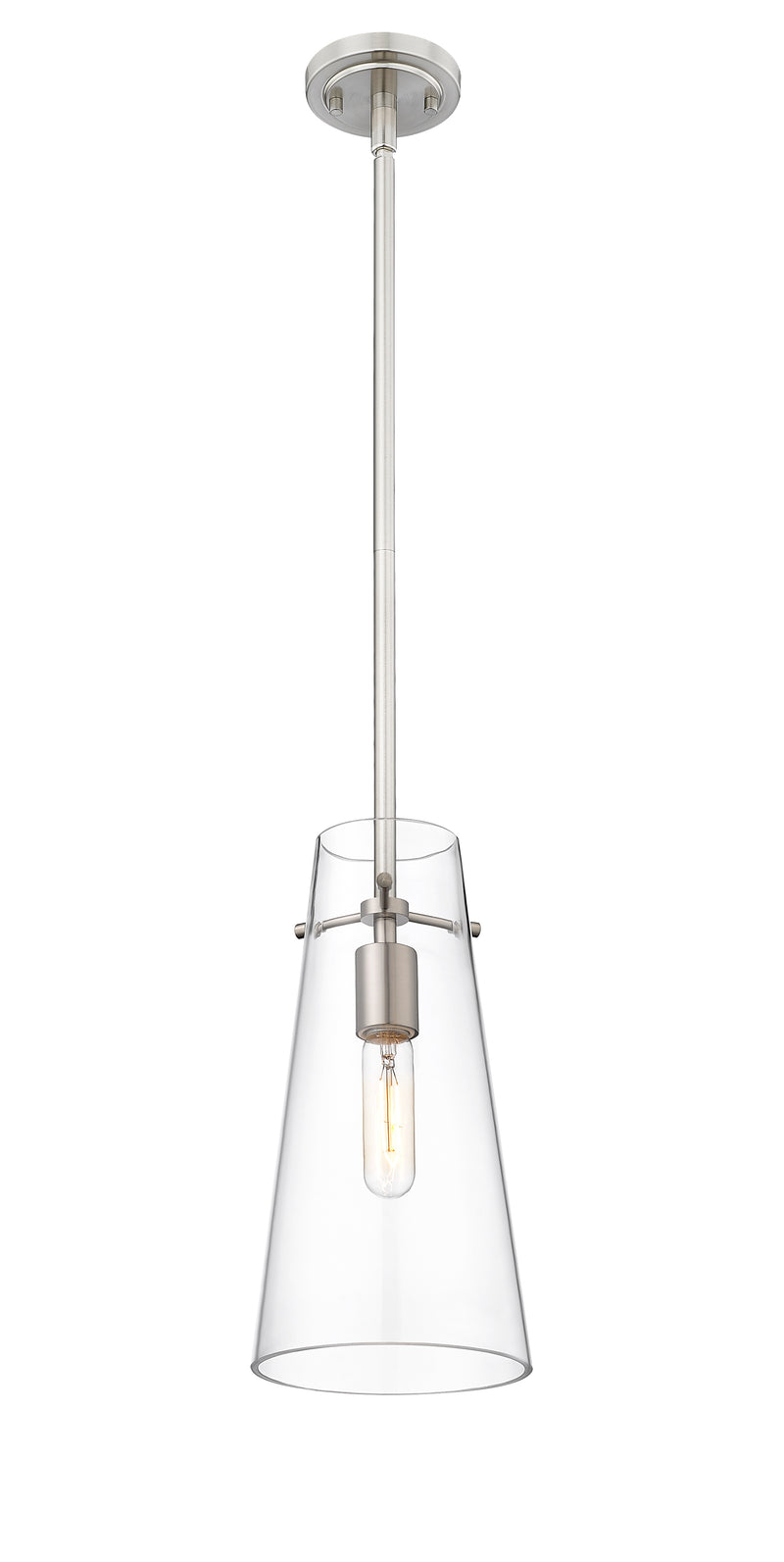 Kira 1 Light 6.5" Pendant, Rod Mount in Brushed Nickel