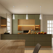 Kira 1 Light 6.5" Pendant, Rod Mount in Chrome in a room setting