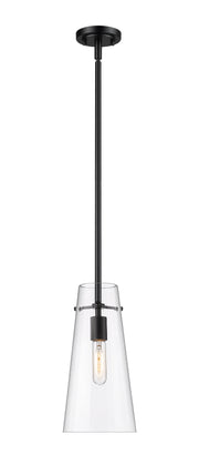 Kira 1 Light 6.5" Pendant, Rod Mount in Matte Black