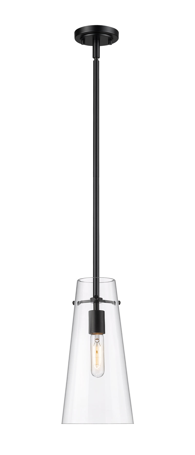 Kira 1 Light 6.5" Pendant, Rod Mount in Matte Black