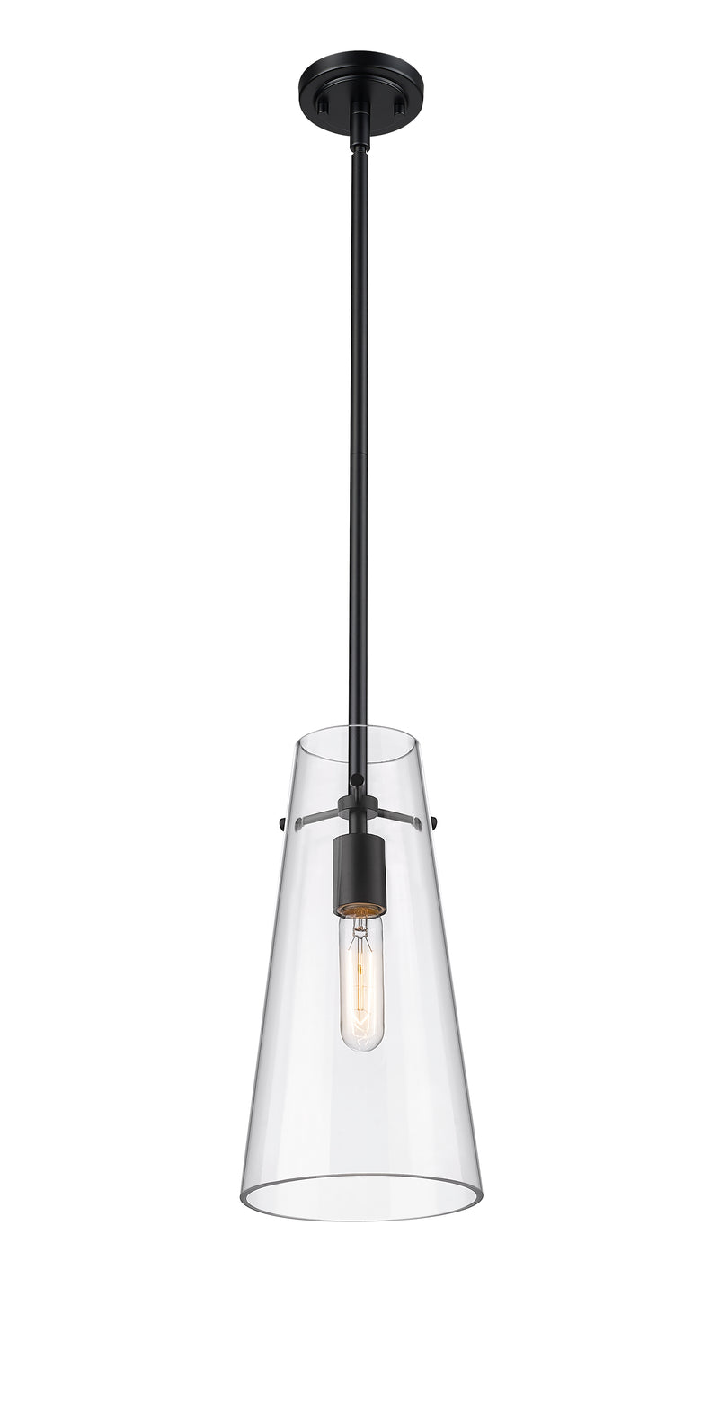 Kira 1 Light 6.5" Pendant, Rod Mount in Matte Black