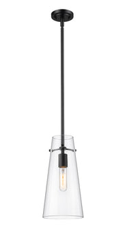Kira 1 Light 6.5" Pendant, Rod Mount in Matte Black