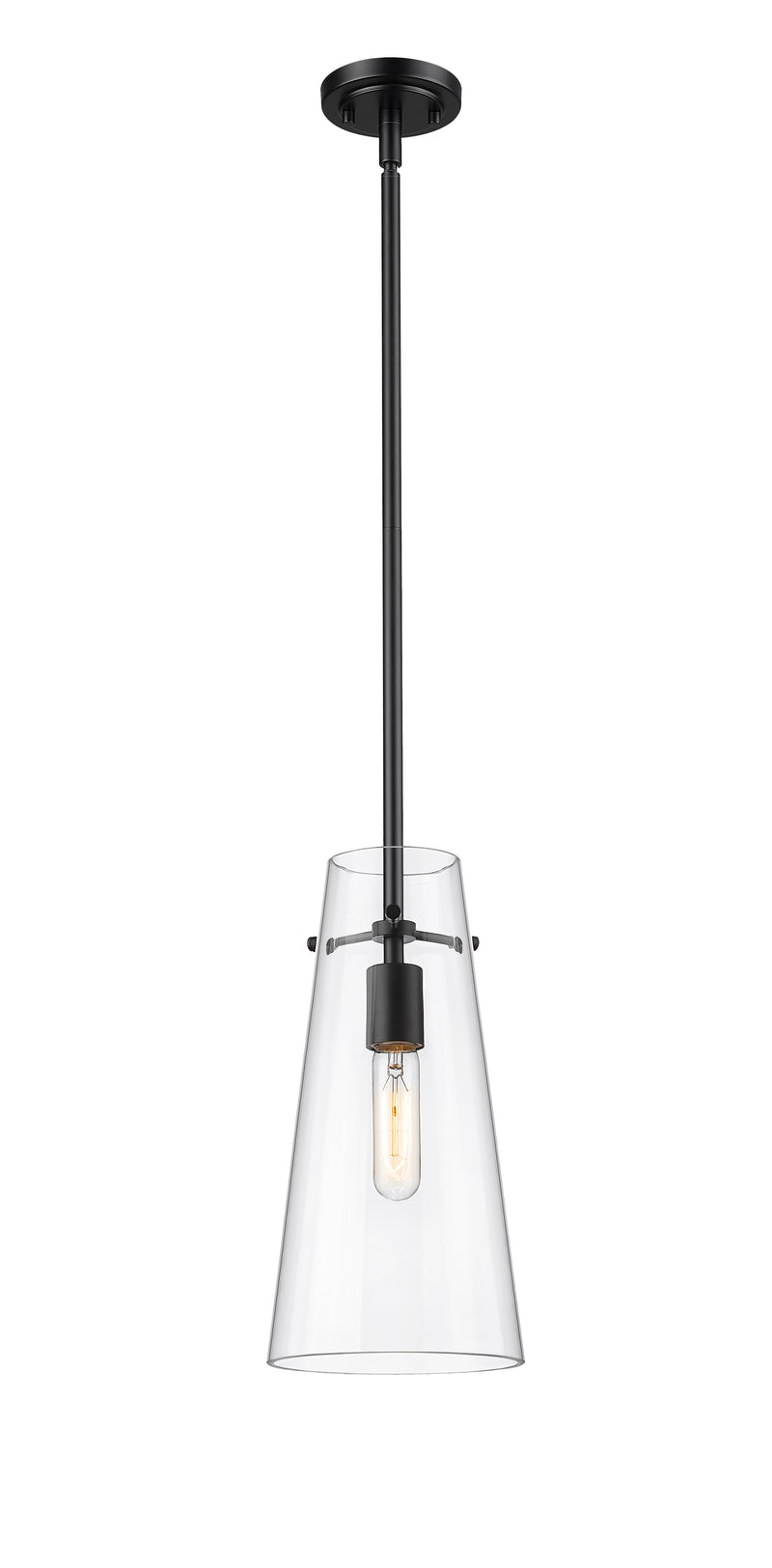 Kira 1 Light 6.5" Pendant, Rod Mount in Matte Black