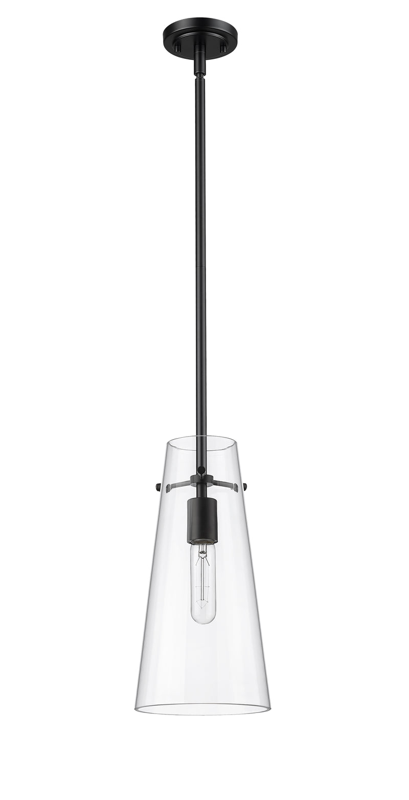 Kira 1 Light 6.5" Pendant, Rod Mount in Matte Black