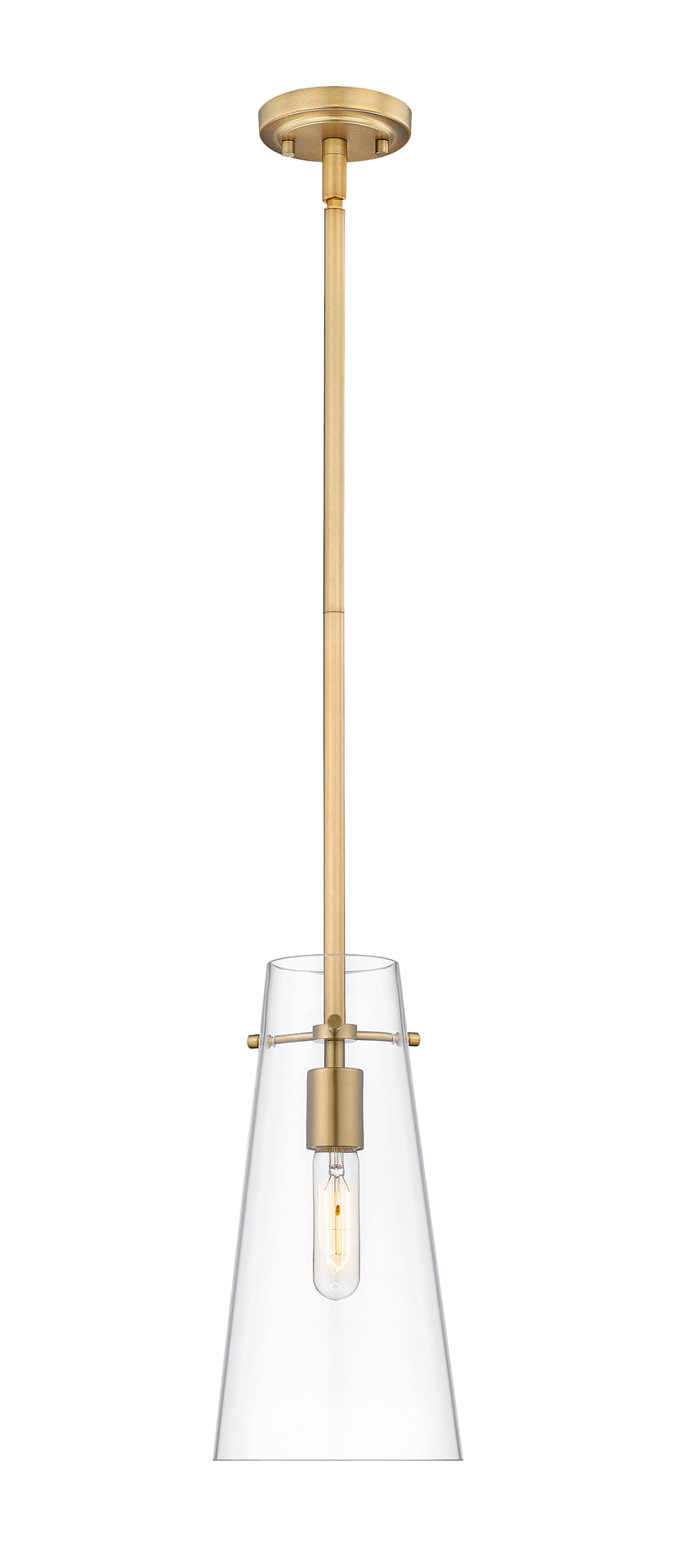 Kira 1 Light 6.5" Pendant, Rod Mount in Modern Gold