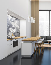 Kira 1 Light 6.5" Pendant, Rod Mount in Modern Gold in a room setting