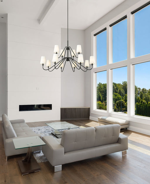 Gianna 12 Light 60.25" Chandelier in Matte Black in a room setting
