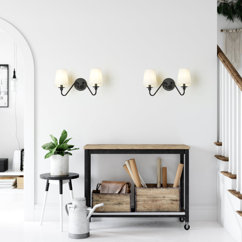 Gianna 2 Light 20" Wall Sconce in Matte Black in a room setting