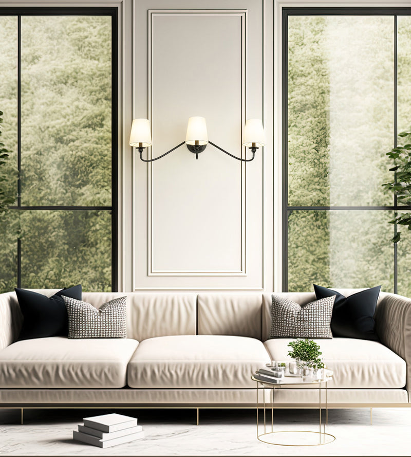 Gianna 3 Light 32" Wall Sconce in Matte Black in a room setting