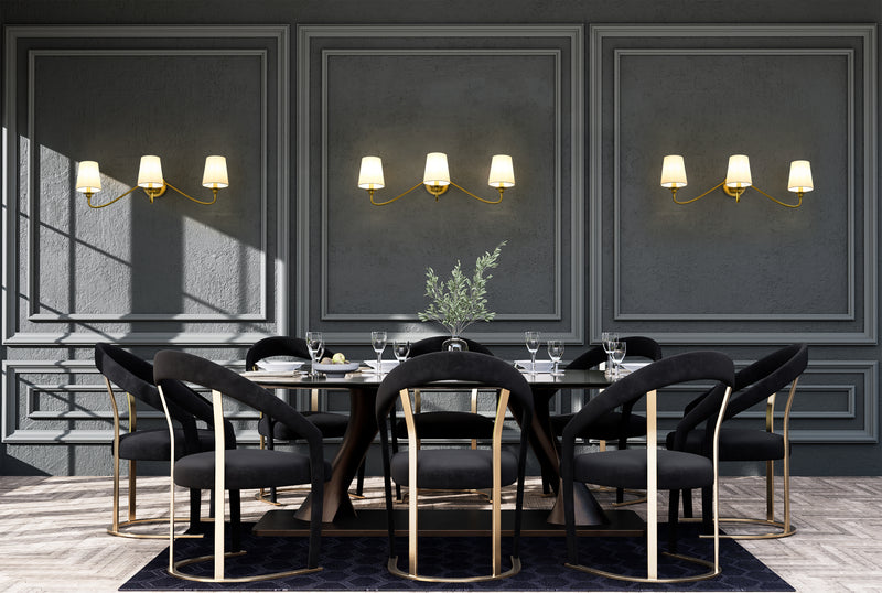 Gianna 3 Light 32" Wall Sconce in Modern Gold in a room setting