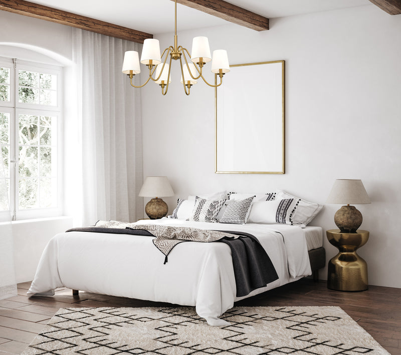 Gianna 6 Light Chandelier in Modern Gold in a room setting