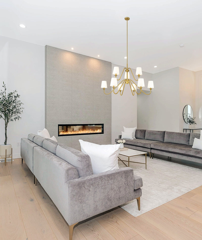 Gianna 9 Light Chandelier in Modern Gold in a room setting