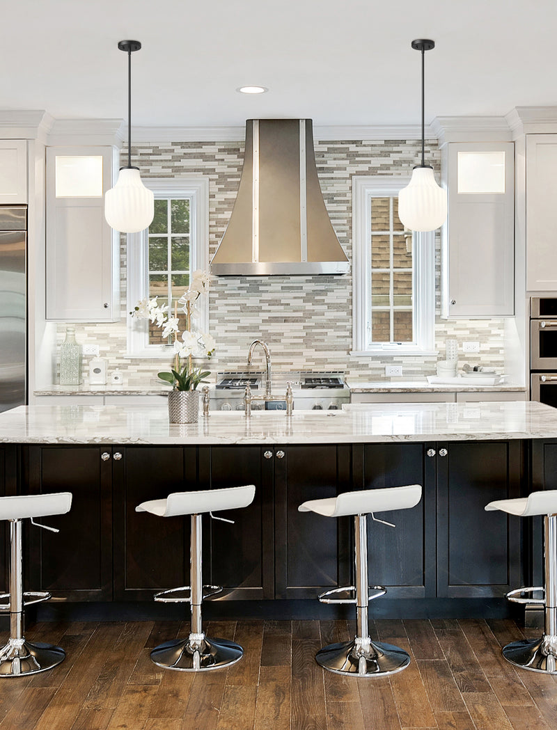 Newbury 1 Light 10" Pendant in Matte Black in a room setting