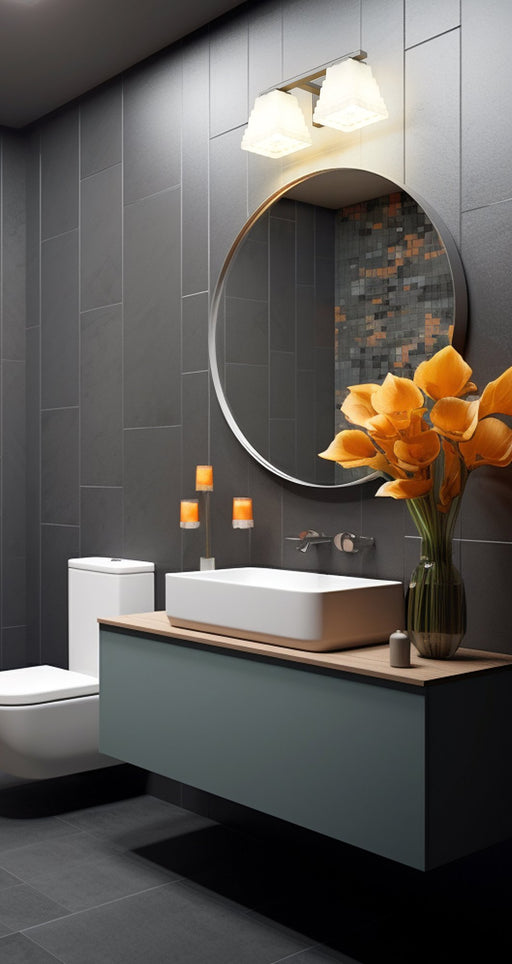 Annalise 2 Light 14" Vanity in Brushed Nickel in a room setting