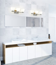 Annalise 3 Light 24" Vanity in Brushed Nickel in a room setting