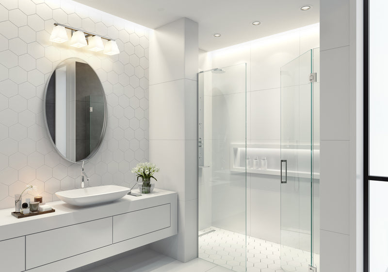 Annalise 4 Light 32" Vanity in Brushed Nickel in a room setting