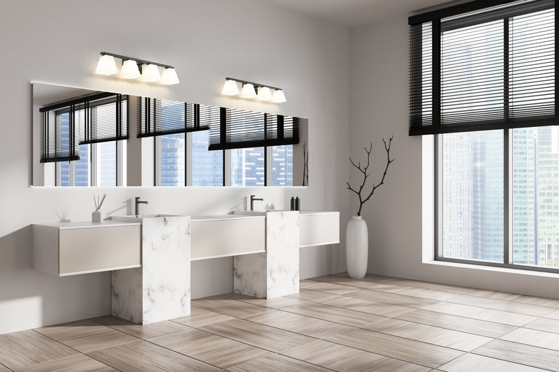 Annalise 4 Light 32" Vanity in Matte Black in a room setting