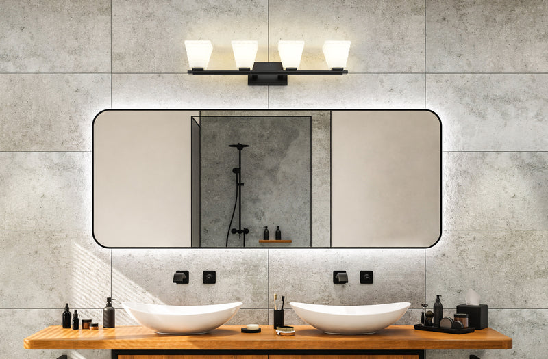 Annalise 4 Light 32" Vanity in Matte Black in a room setting