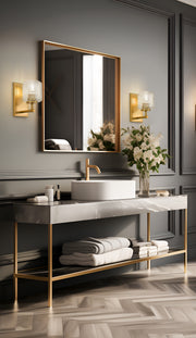 Landon 1 Light 5" Wall Sconce in Modern Gold in a room setting