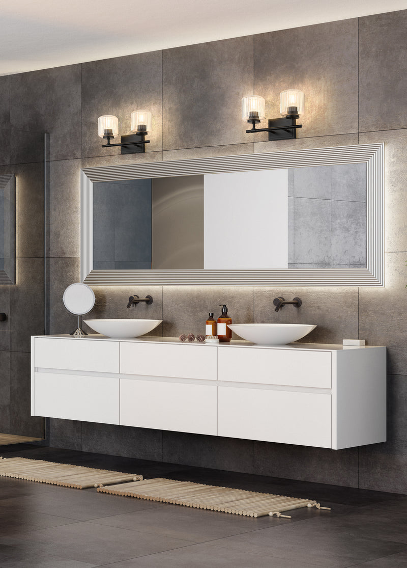 Landon 2 Light 14" Vanity in Matte Black in a room setting