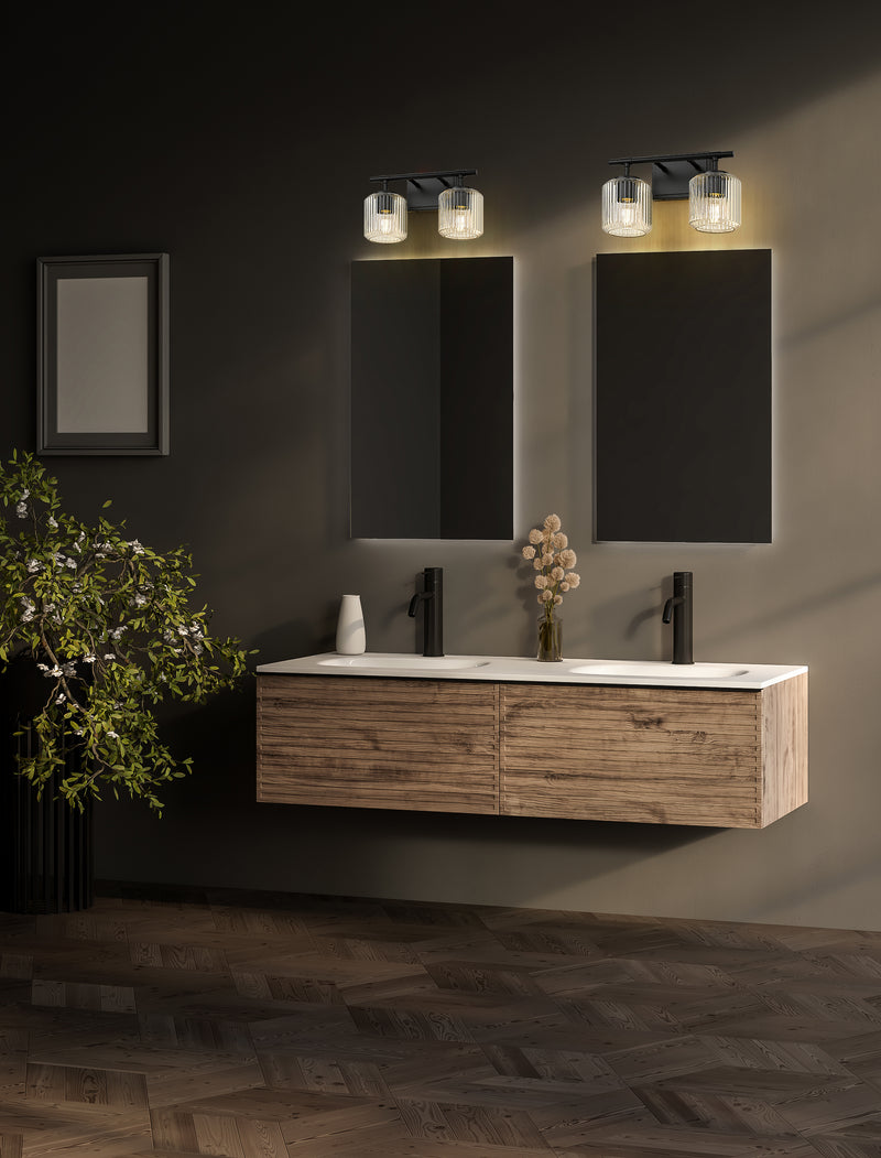 Landon 2 Light 14" Vanity in Matte Black in a room setting