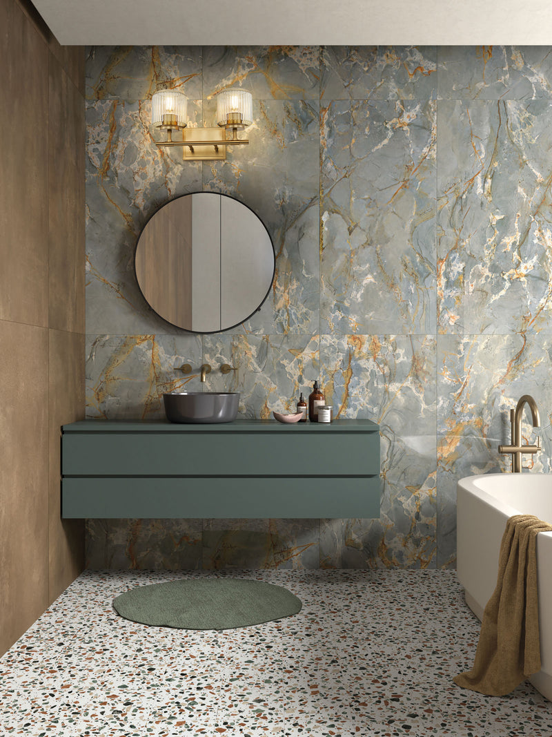 Landon 2 Light 14" Vanity in Modern Gold in a room setting