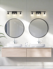 Landon 3 Light 24" Vanity in Matte Black in a room setting