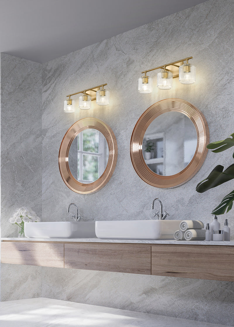 Landon 3 Light 24" Vanity in Modern Gold in a room setting