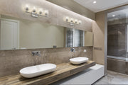 Landon 4 Light 32" Vanity in Brushed Nickel in a room setting