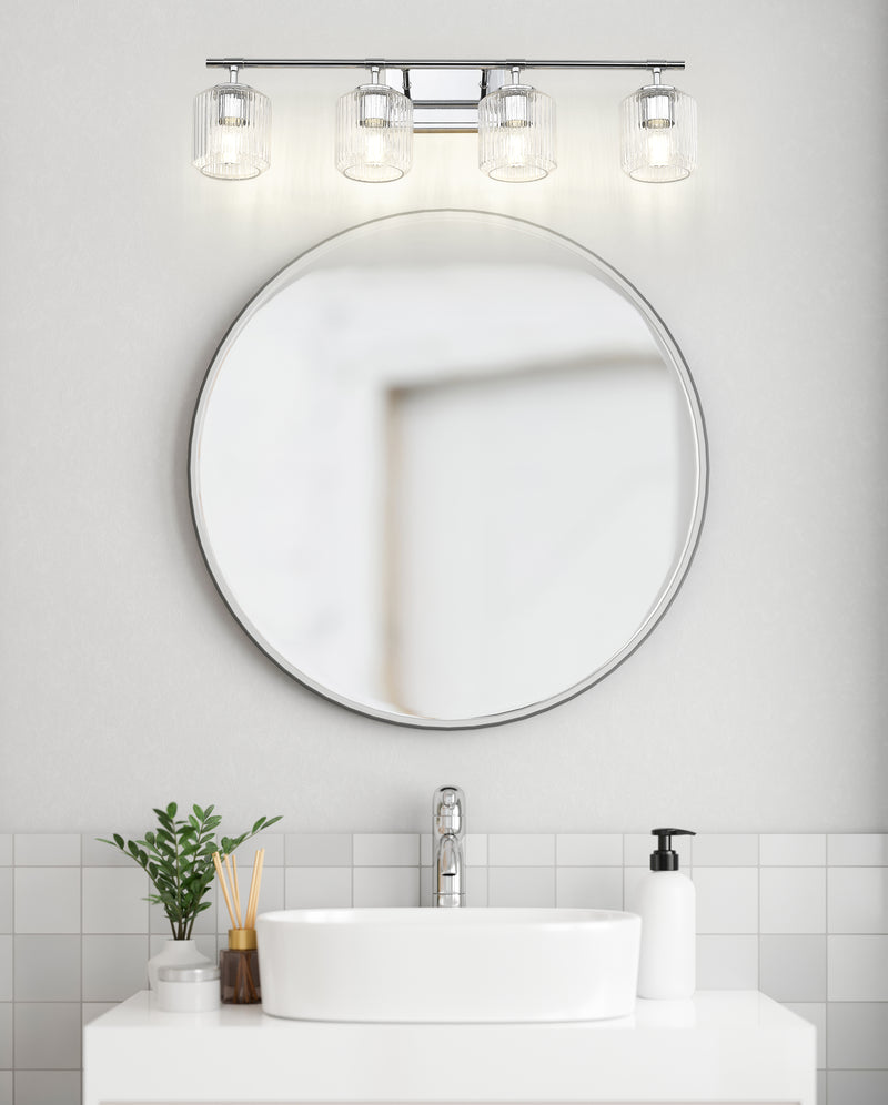 Landon 4 Light 32" Vanity in Chrome in a room setting