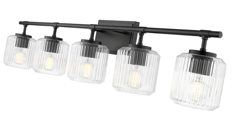 Landon 5 Light 42" Vanity in Matte Black
