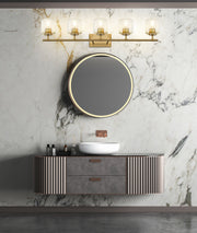 Landon 5 Light 42" Vanity in Modern Gold in a room setting