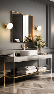 Realm Sphere 1 Light 6.25" Wall Sconce in Modern Gold in a room setting