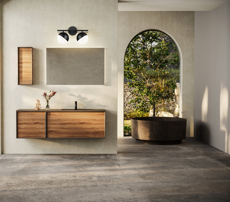 Realm Sphere 2 Light 16" Vanity in Matte Black in a room setting