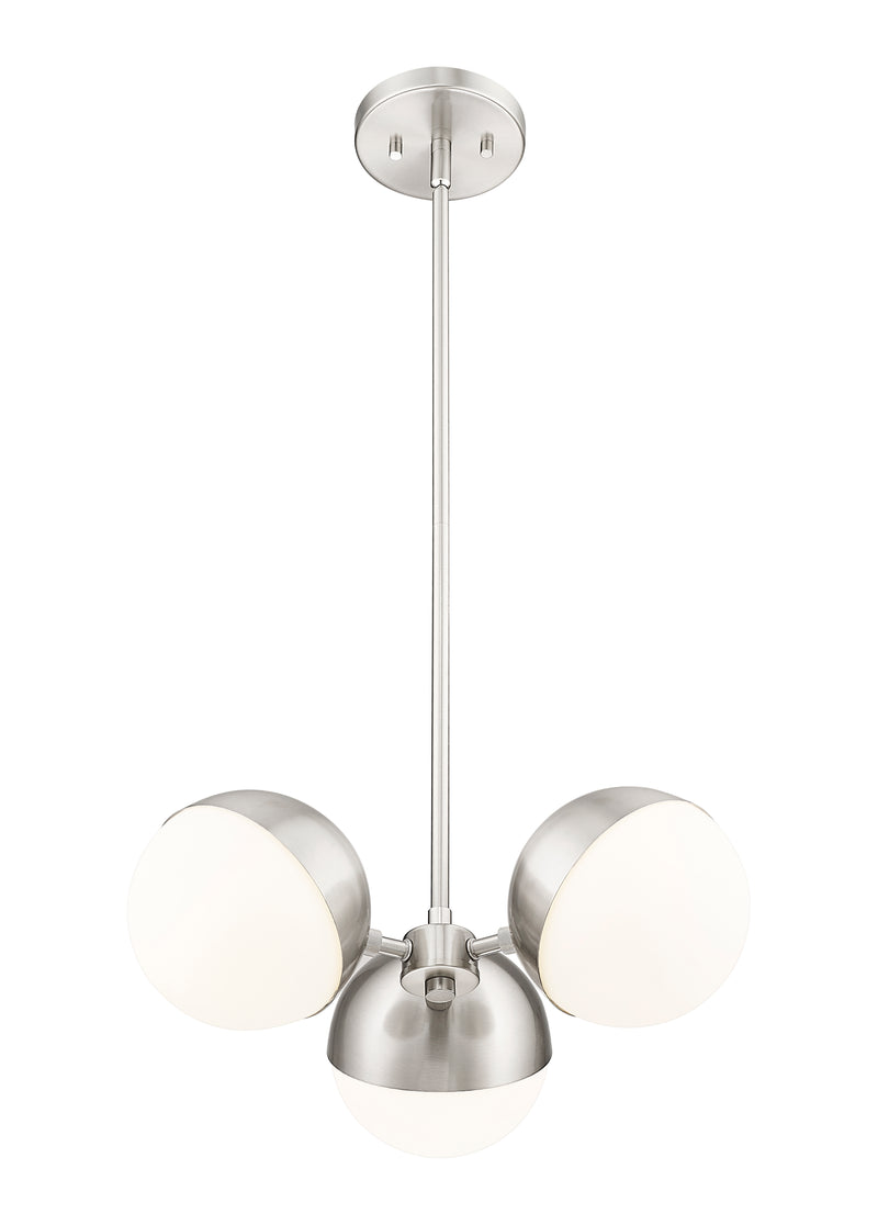 Realm Sphere 3 Light 17.25" Chandelier in Brushed Nickel