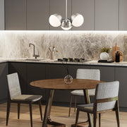 Realm Sphere 3 Light 17.25" Chandelier in Brushed Nickel in a room setting