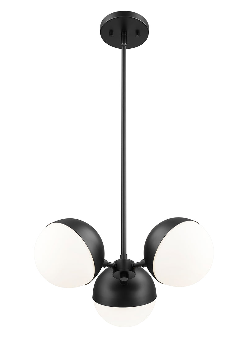 Realm Sphere 3 Light 17.25" Chandelier in Matte Black