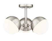Realm Sphere 3 Light 17.25" Semi Flush Mount in Brushed Nickel