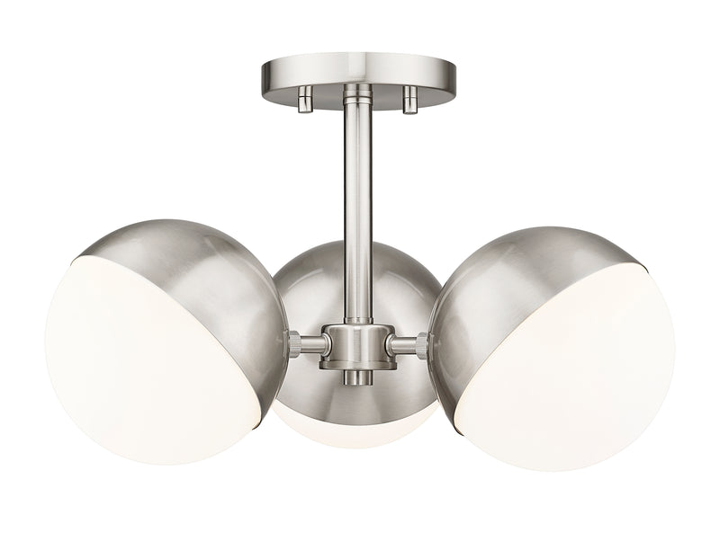 Realm Sphere 3 Light 17.25" Semi Flush Mount in Brushed Nickel