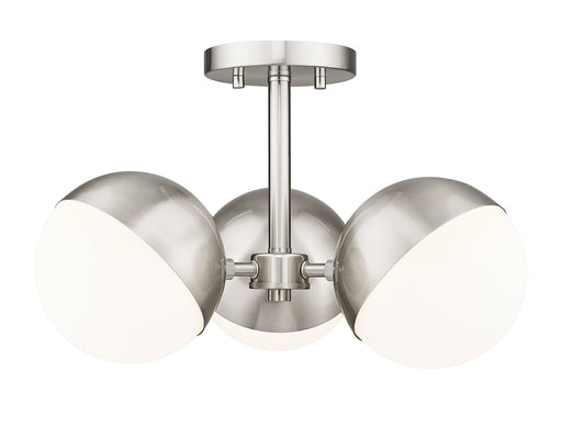 Realm Sphere 3 Light 17.25" Semi Flush Mount in Brushed Nickel
