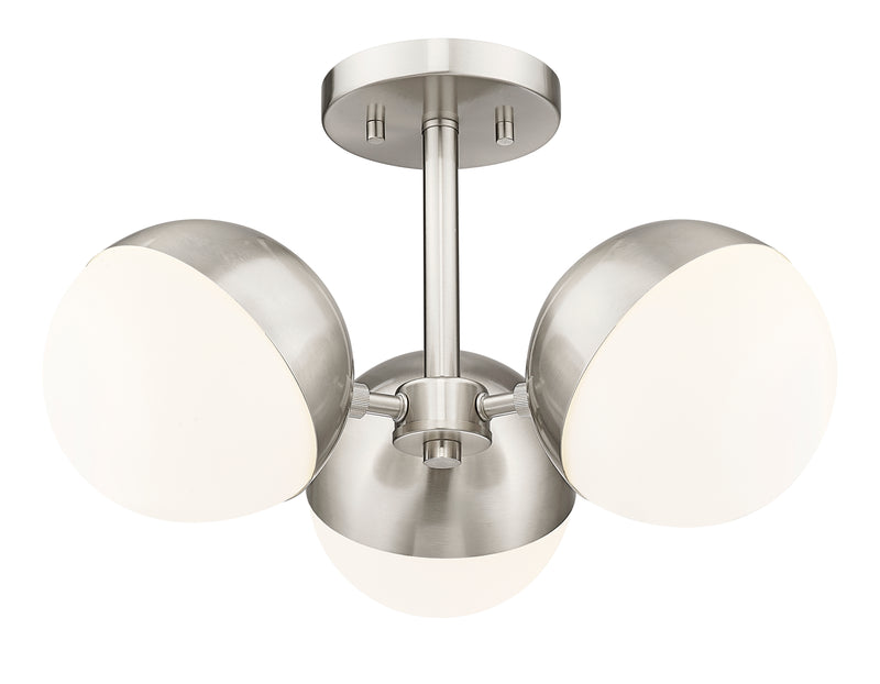 Realm Sphere 3 Light 17.25" Semi Flush Mount in Brushed Nickel