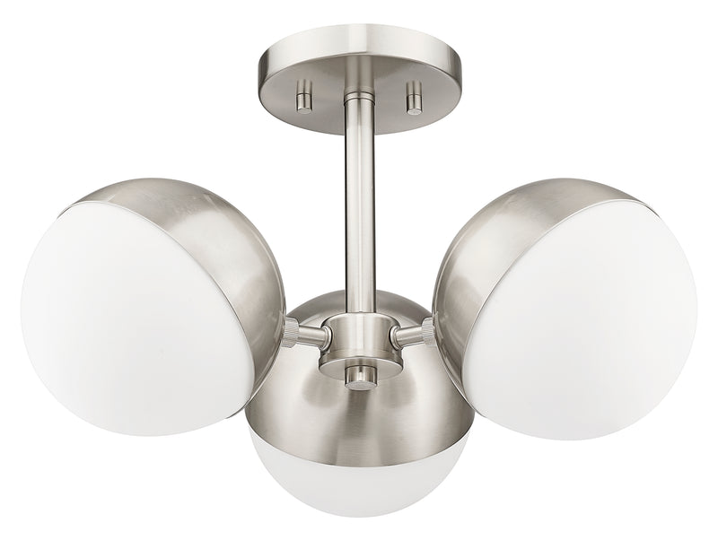 Realm Sphere 3 Light 17.25" Semi Flush Mount in Brushed Nickel