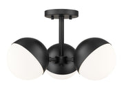 Realm Sphere 3 Light 17.25" Semi Flush Mount in Matte Black