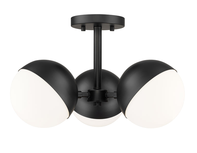 Realm Sphere 3 Light 17.25" Semi Flush Mount in Matte Black