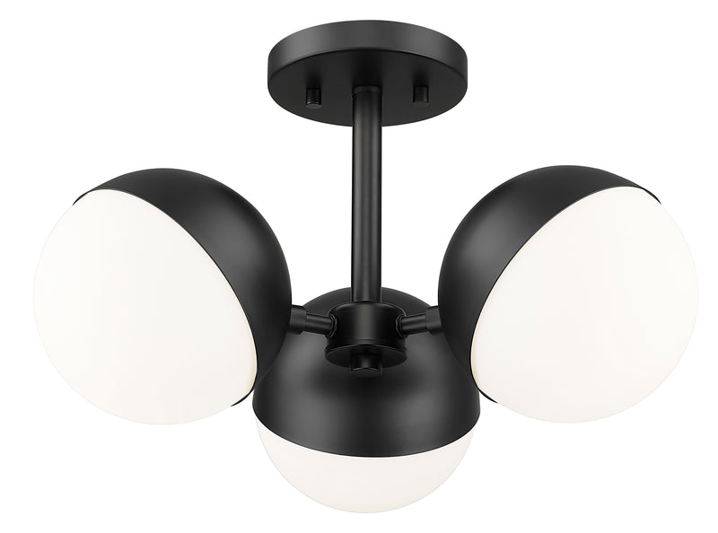 Realm Sphere 3 Light 17.25" Semi Flush Mount in Matte Black